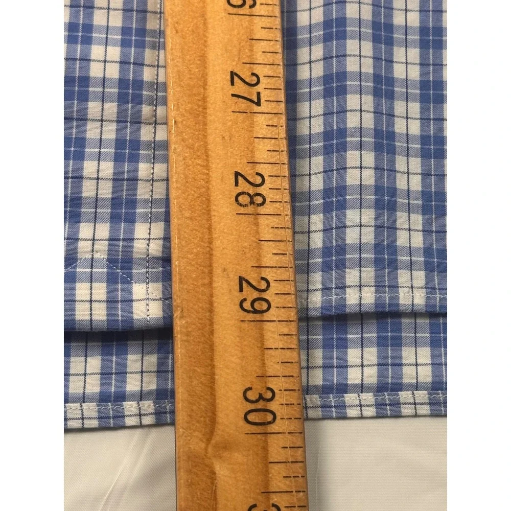 Polo Ralph Lauren Mens 17.5‎ 34/35 Blue White Check Cotton Button Down Shirt